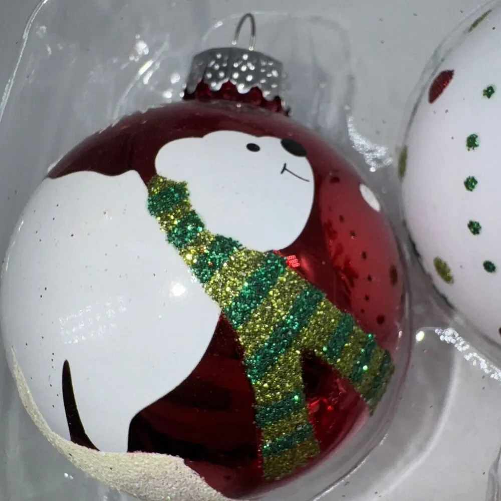 4 Glass Ball Christmas Tree Ornaments 2.5